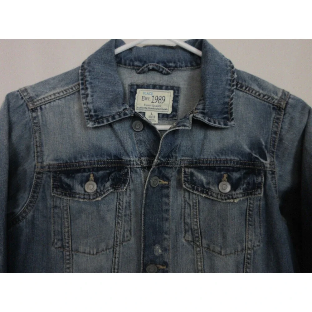 THE CHILDREN'S PLACE Jean Jacket  Large 10-12 Girls  DISTRESSED‎